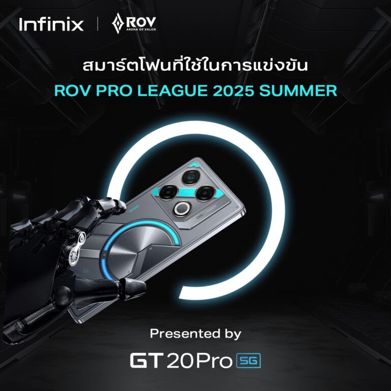 อินฟินิกซ์ เดินหน้าสนับสนุน RoV Pro League ต่อเนื่องเป็นปีที่ 2 พร้อมส่ง GT 20 Pro 5G เป็นสมาร์ทโฟนประจำการแข่งขัน RPL 2025 Summer