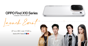 OPPO เตรียมเผยโฉม OPPO Find X10 Series  ชูระบบกล้อง 200MP สามตัวครั้งแรกของอุตสาหกรรม ถ่ายทอดสีสันสมจริง  เปิดตัวในไทย 27 ตุลาคม 2569 นี้